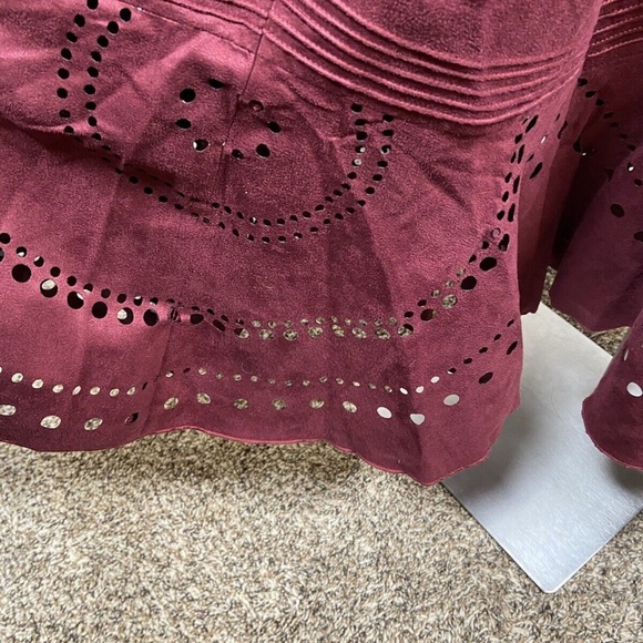 ASHRO Maroon Lined Velvet Midi Formal Casual Wear Dress Size 18W‎ Eyelet Design - Picture 3 of 6